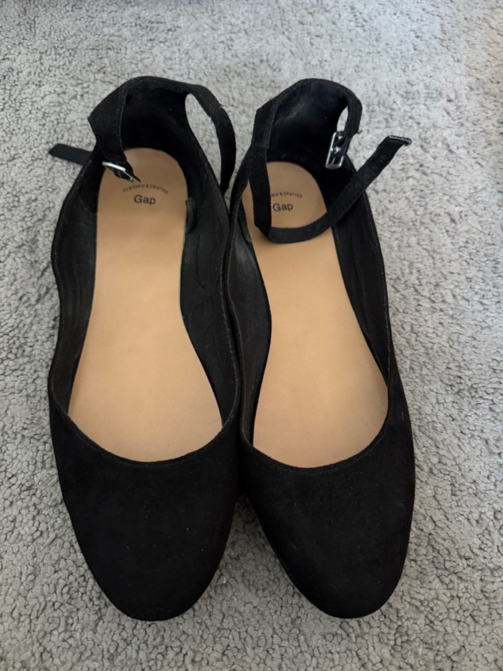 GAP Black Suede Ankle-Strap Flats